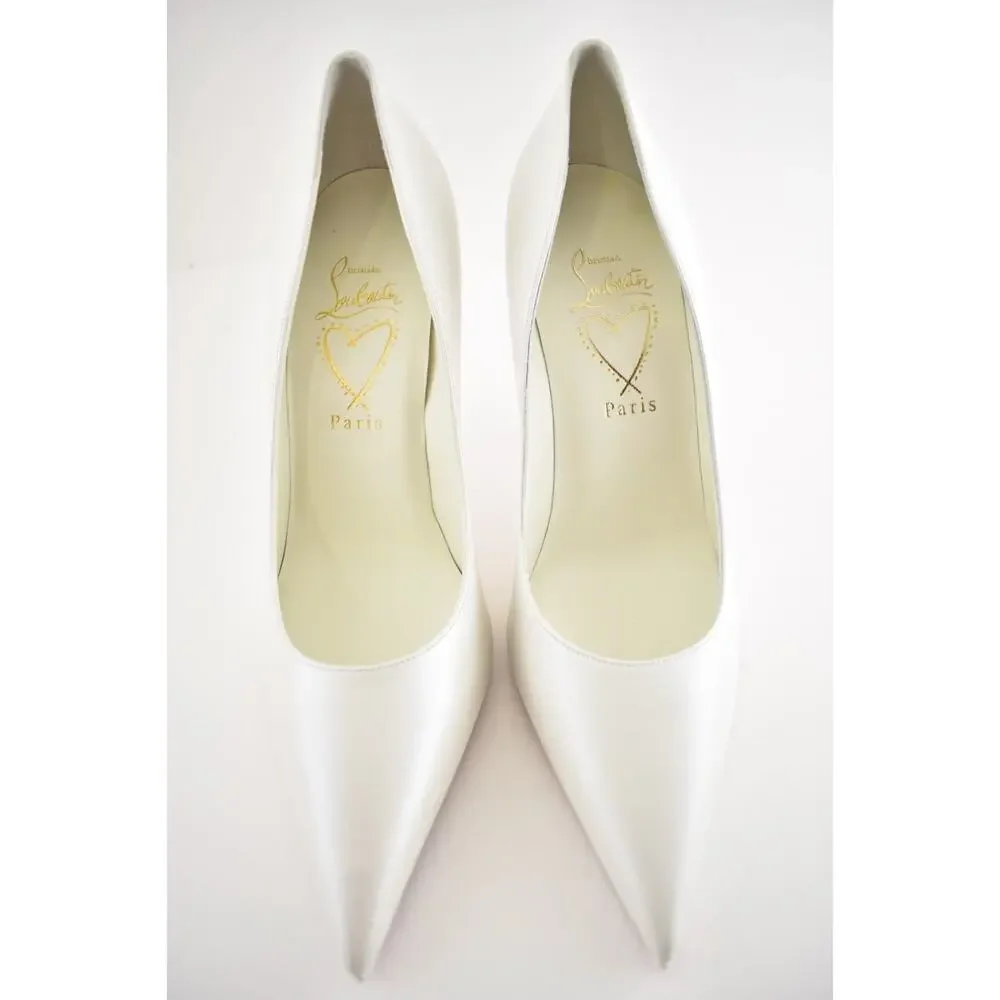 Christian Louboutin Miss Z 100 Nappa Perle Bianco White Pointed Heel Pump 40.5